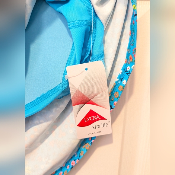 New Lands’ End Plus 20W Turquoise Floral Tankini Swim Top & Skirted Bottom Plus - Picture 7 of 16